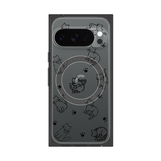 Premium Square Case with Pixelsnap［ Original - CASEPLAY Cat All-over Pattern - black ］