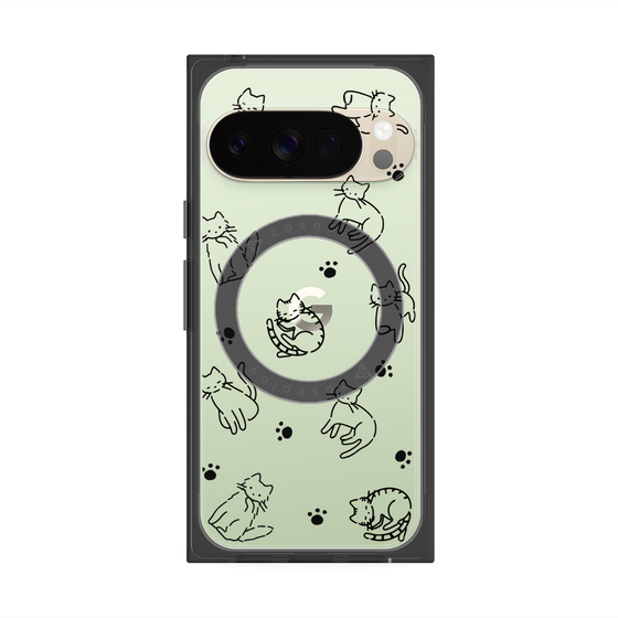Premium Square Case with Pixelsnap［ Original - CASEPLAY Cat All-over Pattern - black ］