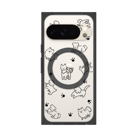 Premium Square Case with Pixelsnap［ Original - CASEPLAY Dog All-over Pattern - black ］