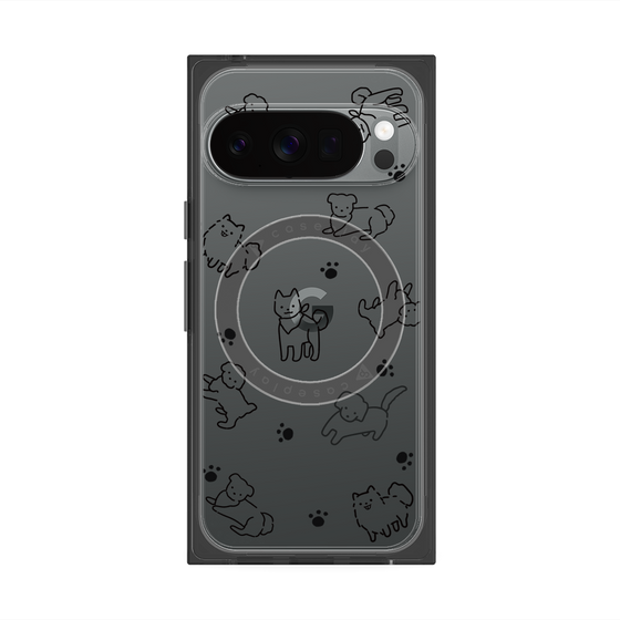 Premium Square Case with Pixelsnap［ Original - CASEPLAY Dog All-over Pattern - black ］