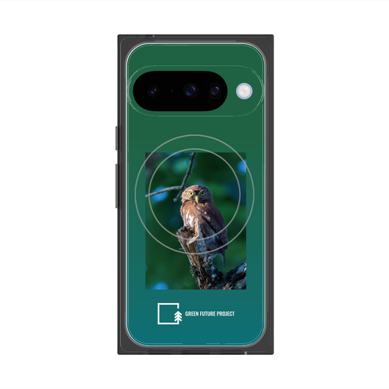 Premium Square Case with Pixelsnap［ Green Future Project - Ferruginous Pygmy Owl ］