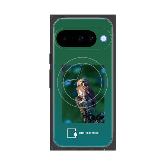 Premium Square Case with Pixelsnap［ Green Future Project - Ferruginous Pygmy Owl ］