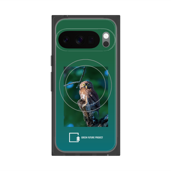 Premium Square Case with Pixelsnap［ Green Future Project - Ferruginous Pygmy Owl ］