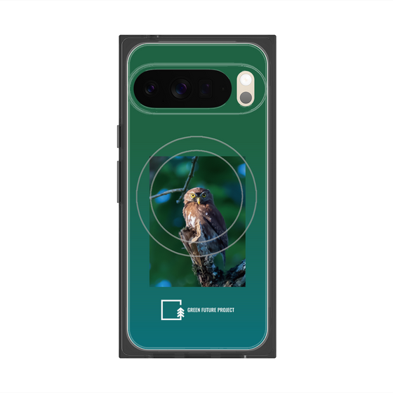 Premium Square Case with Pixelsnap［ Green Future Project - Ferruginous Pygmy Owl ］