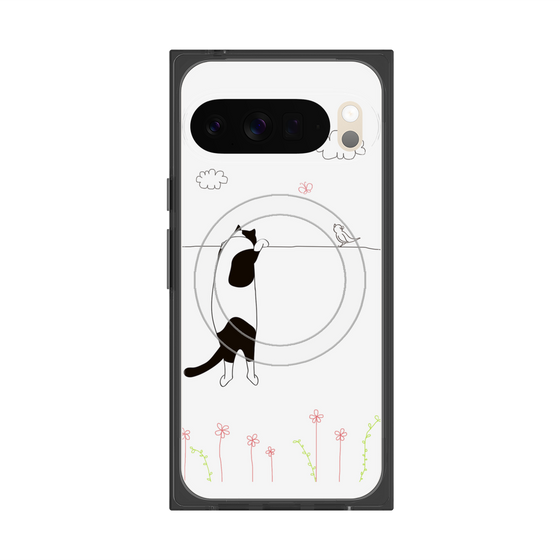 Premium Square Case with Pixelsnap［ Calico Cat Peeking with Curiosity ］