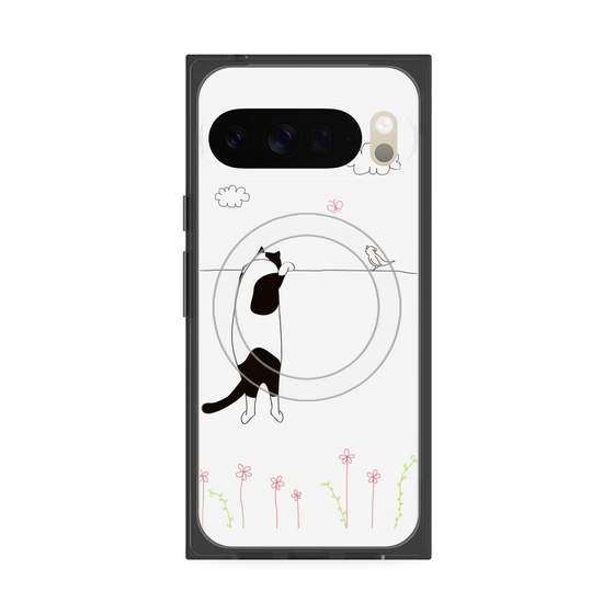 Premium Square Case with Pixelsnap［ Calico Cat Peeking with Curiosity ］