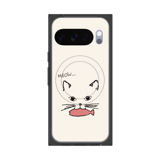 Premium Square Case with Pixelsnap［ Very Greedy Cat - White ］