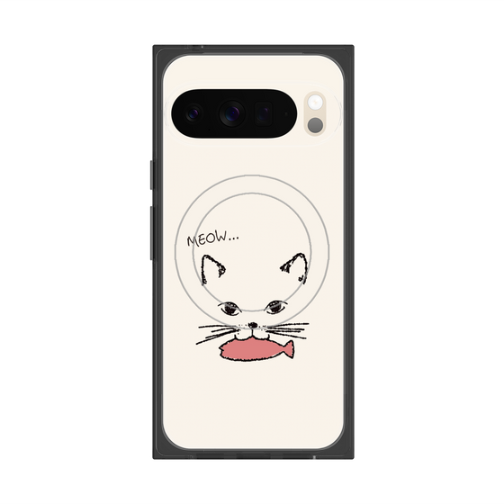 Premium Square Case with Pixelsnap［ Very Greedy Cat - White ］