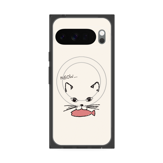 Premium Square Case with Pixelsnap［ Very Greedy Cat - White ］