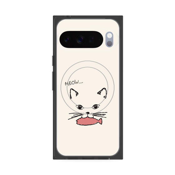 Premium Square Case with Pixelsnap［ Very Greedy Cat - White ］