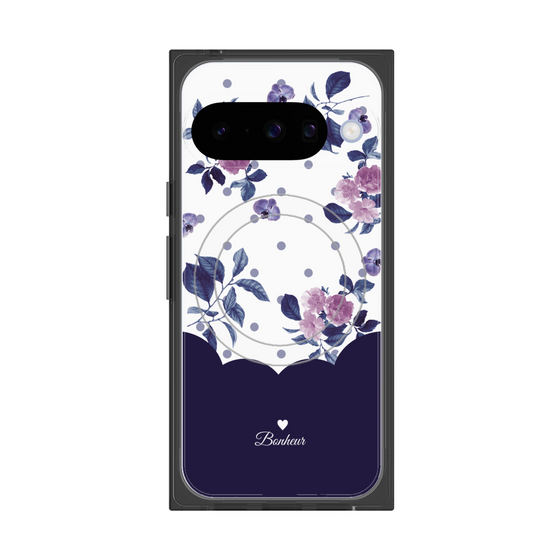 Premium Square Case with Pixelsnap［ Twin Dot Flower - Navy ］