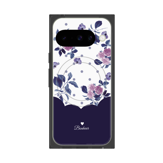 Premium Square Case with Pixelsnap［ Twin Dot Flower - Navy ］