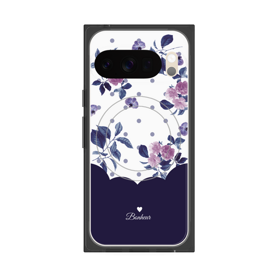 Premium Square Case with Pixelsnap［ Twin Dot Flower - Navy ］