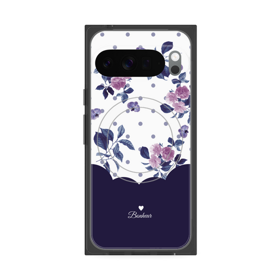 Premium Square Case with Pixelsnap［ Twin Dot Flower - Navy ］
