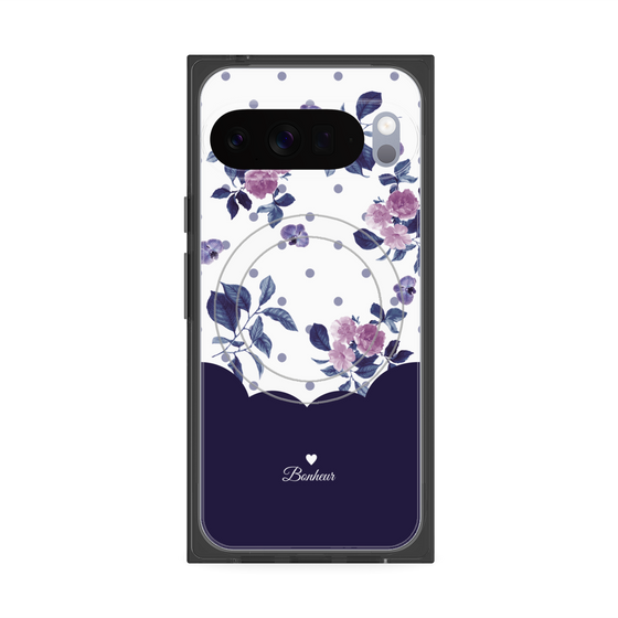 Premium Square Case with Pixelsnap［ Twin Dot Flower - Navy ］