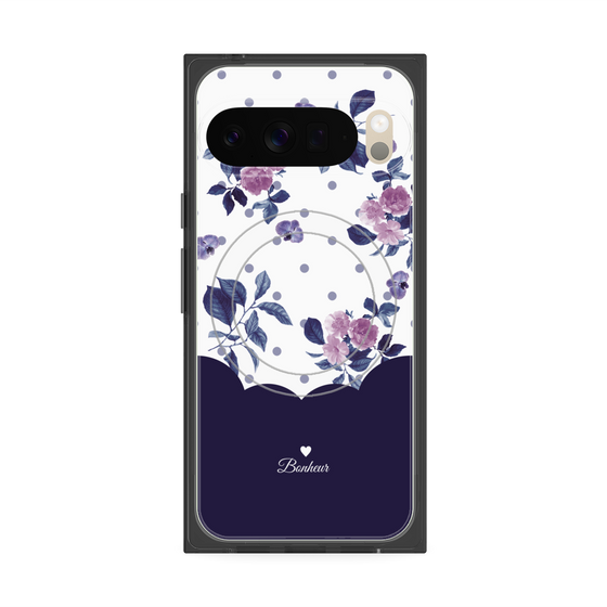 Premium Square Case with Pixelsnap［ Twin Dot Flower - Navy ］