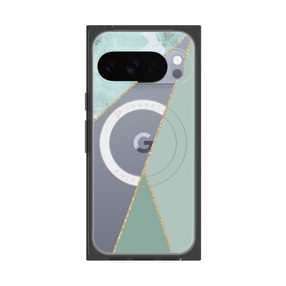 Premium Square Case with Pixelsnap［ Marble Triangle Palette - Green ］