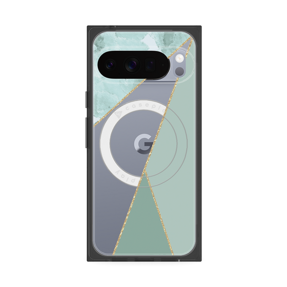 Premium Square Case with Pixelsnap［ Marble Triangle Palette - Green ］