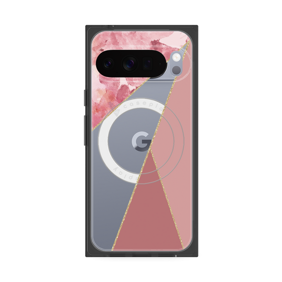 Premium Square Case with Pixelsnap［ Marble Triangle Palette - Pink ］