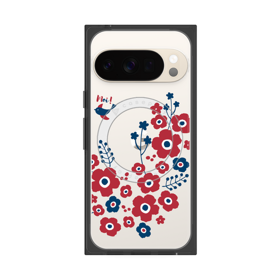 Premium Square Case with Pixelsnap［ Nordic Flower Bird ］