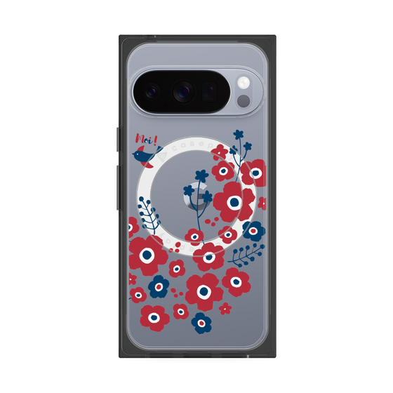 Premium Square Case with Pixelsnap［ Nordic Flower Bird ］