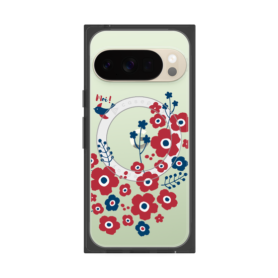 Premium Square Case with Pixelsnap［ Nordic Flower Bird ］
