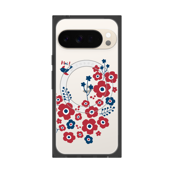 Premium Square Case with Pixelsnap［ Nordic Flower Bird ］