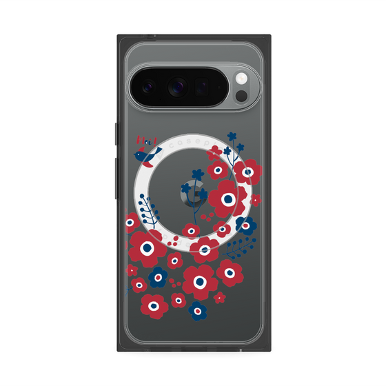 Premium Square Case with Pixelsnap［ Nordic Flower Bird ］