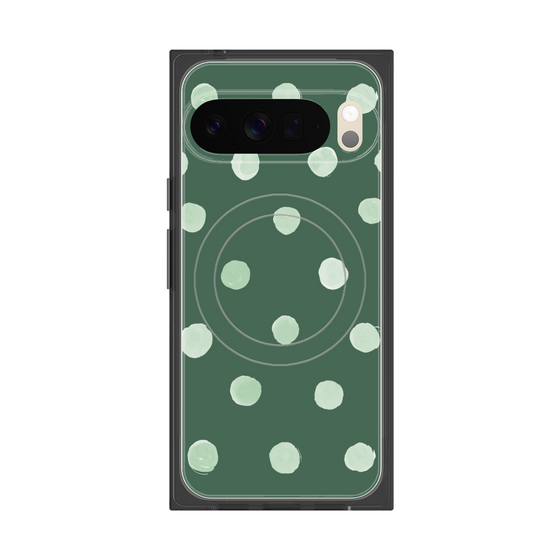 Premium Square Case with Pixelsnap［ Watercolor Dots Retro Color - Green ］