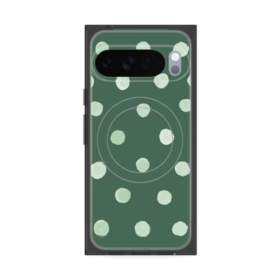 Premium Square Case with Pixelsnap［ Watercolor Dots Retro Color - Green ］