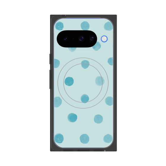 Premium Square Case with Pixelsnap［ Watercolor Dots Retro Color - Light Blue ］
