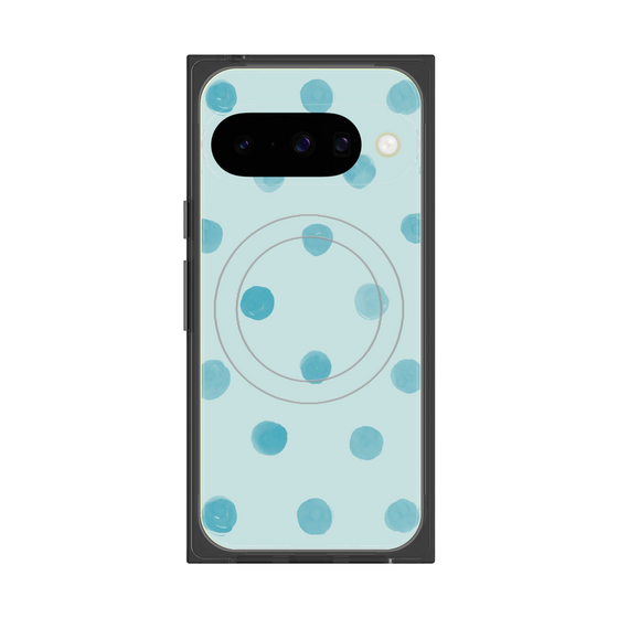 Premium Square Case with Pixelsnap［ Watercolor Dots Retro Color - Light Blue ］