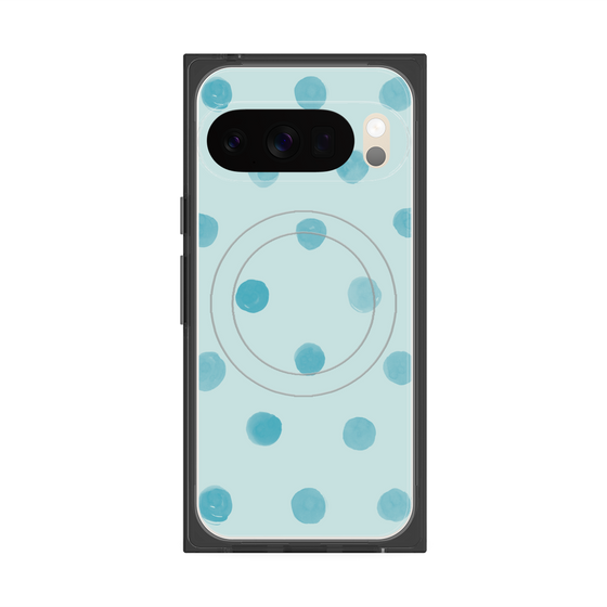 Premium Square Case with Pixelsnap［ Watercolor Dots Retro Color - Light Blue ］