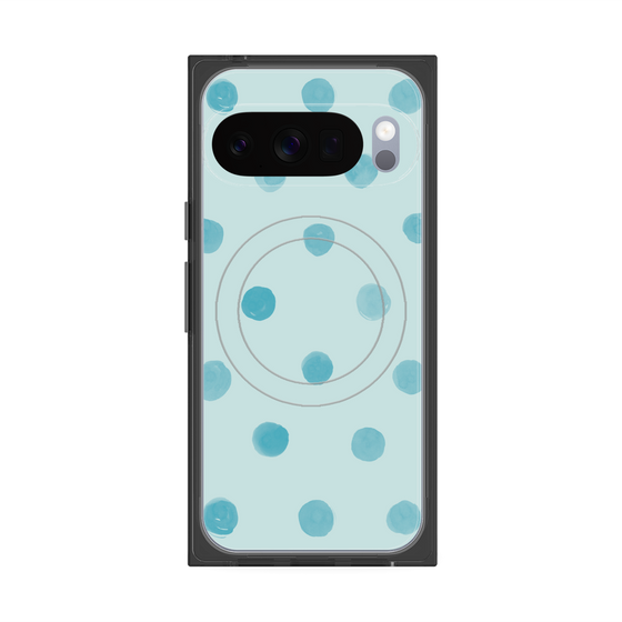 Premium Square Case with Pixelsnap［ Watercolor Dots Retro Color - Light Blue ］