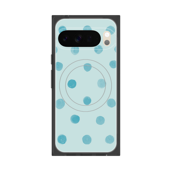 Premium Square Case with Pixelsnap［ Watercolor Dots Retro Color - Light Blue ］