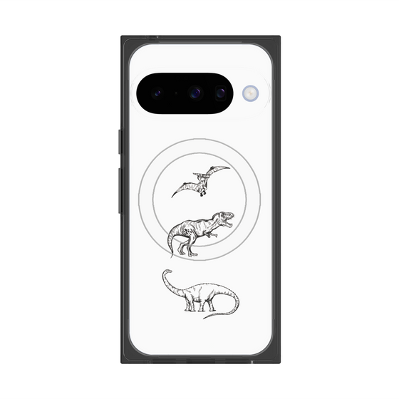 Premium Square Case with Pixelsnap［ Dinosaurs No.1 - White ］