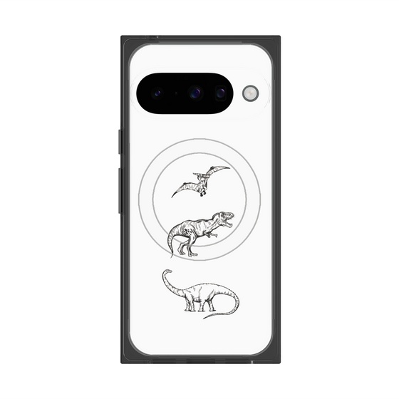 Premium Square Case with Pixelsnap［ Dinosaurs No.1 - White ］