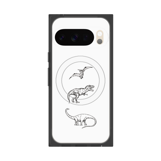 Premium Square Case with Pixelsnap［ Dinosaurs No.1 - White ］