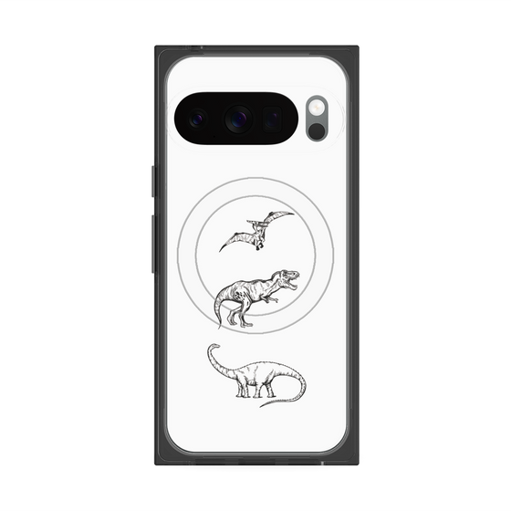 Premium Square Case with Pixelsnap［ Dinosaurs No.1 - White ］