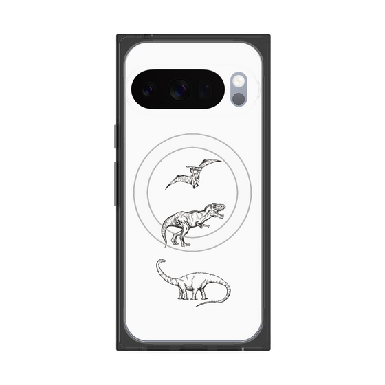 Premium Square Case with Pixelsnap［ Dinosaurs No.1 - White ］