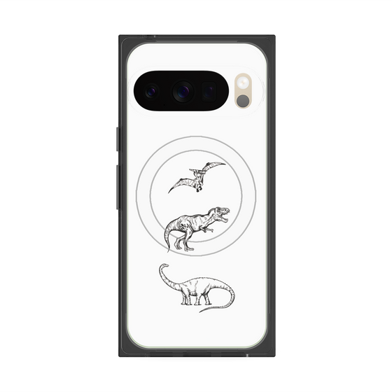 Premium Square Case with Pixelsnap［ Dinosaurs No.1 - White ］