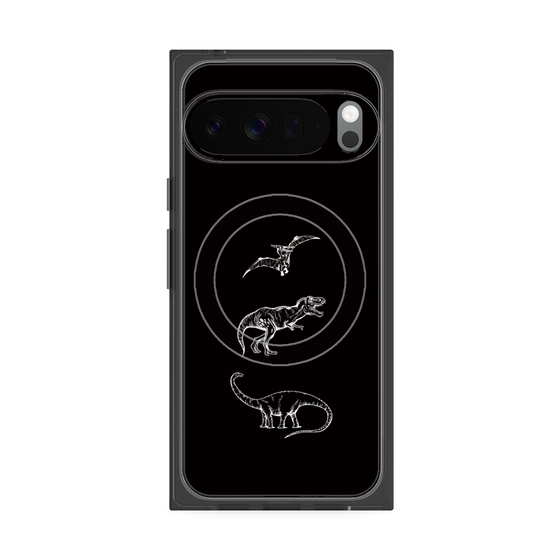 Premium Square Case with Pixelsnap［ Dinosaurs No.1 - Black ］