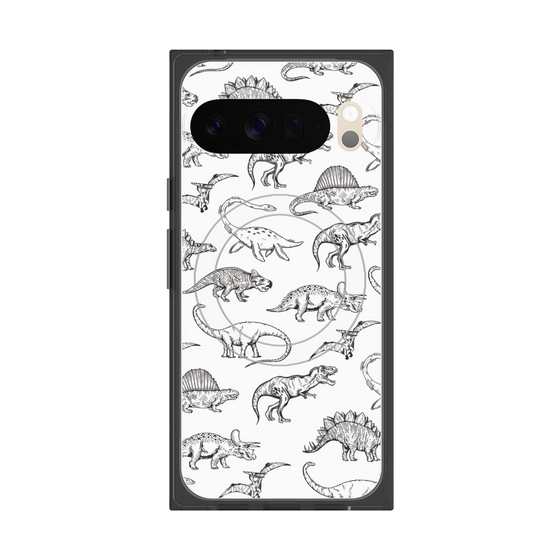 Premium Square Case with Pixelsnap［ Dinosaurs No.2 - White ］