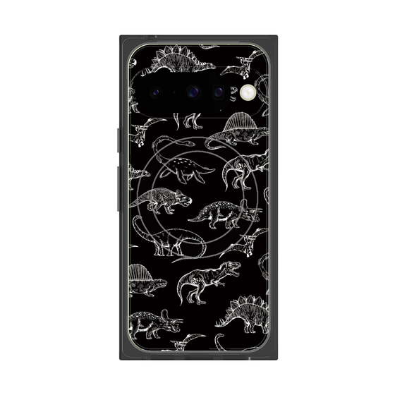 Premium Square Case with Pixelsnap［ Dinosaurs No.2 - Black ］