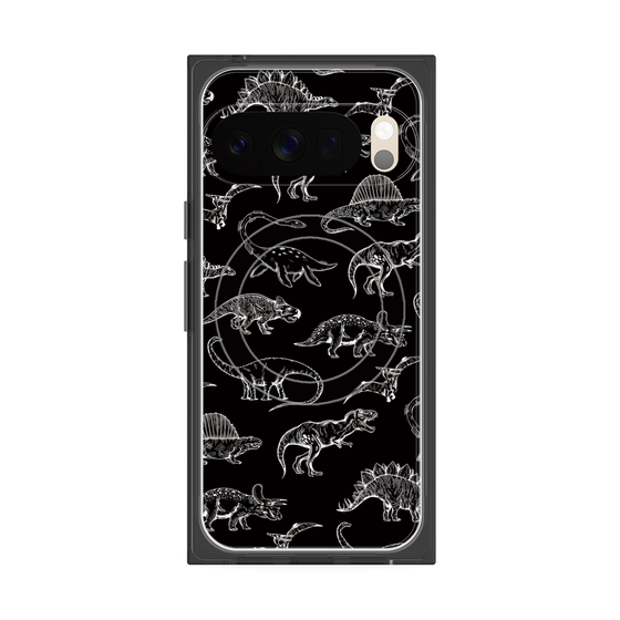 Premium Square Case with Pixelsnap［ Dinosaurs No.2 - Black ］