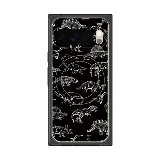 Premium Square Case with Pixelsnap［ Dinosaurs No.2 - Black ］