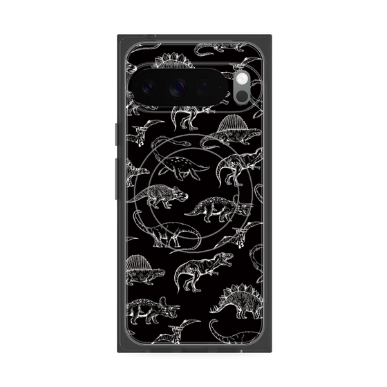 Premium Square Case with Pixelsnap［ Dinosaurs No.2 - Black ］