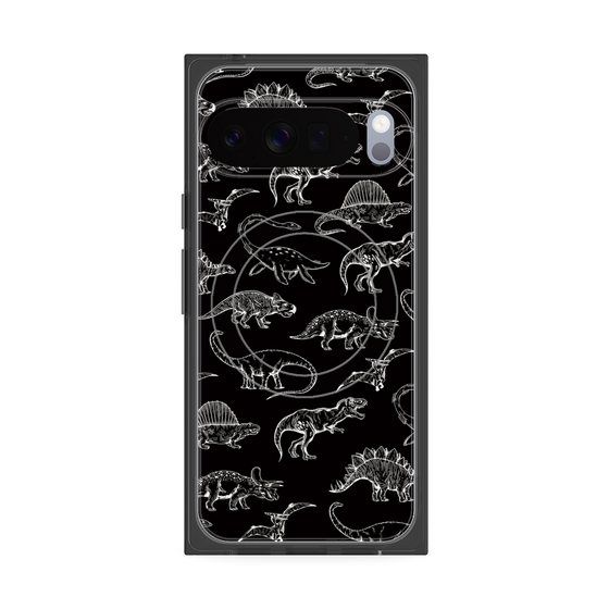 Premium Square Case with Pixelsnap［ Dinosaurs No.2 - Black ］
