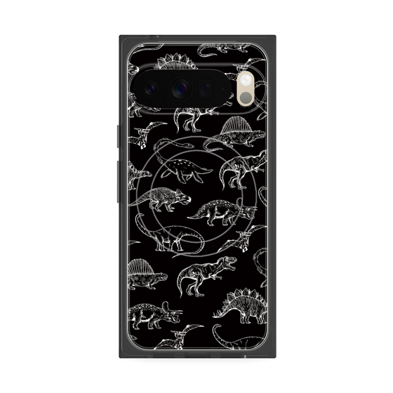 Premium Square Case with Pixelsnap［ Dinosaurs No.2 - Black ］