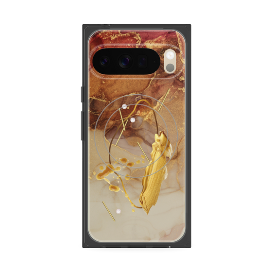 Premium Square Case with Pixelsnap［ Marble Nuance Painting Brown ］